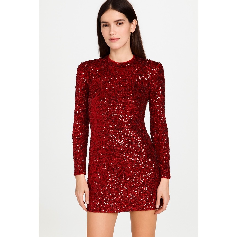 Rachel Parcell Red Sequin Ruched Mini Dress Sparkly‎ Party Cocktail XL